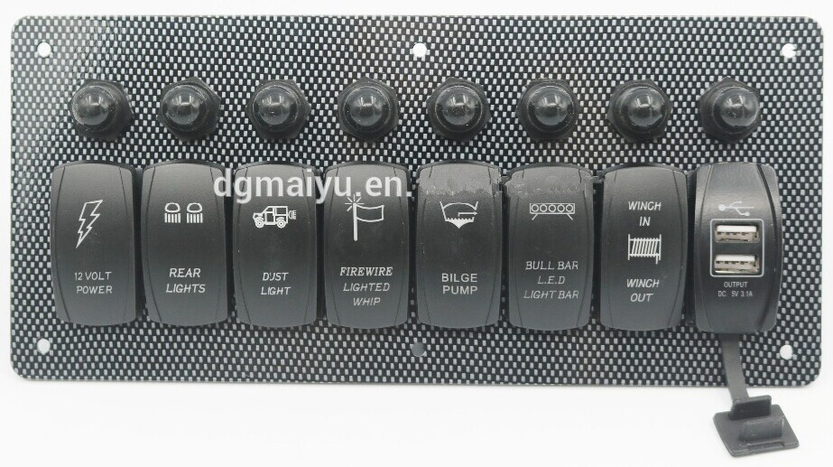 Rocker Switch Panel Boat Dash Mount Marine 8 Way
