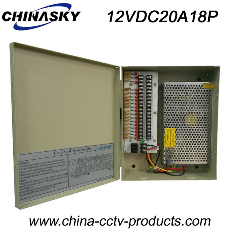 18CH-Output 20A Switching Power Supply Box for CCTV Camera (12VDC20A18P)