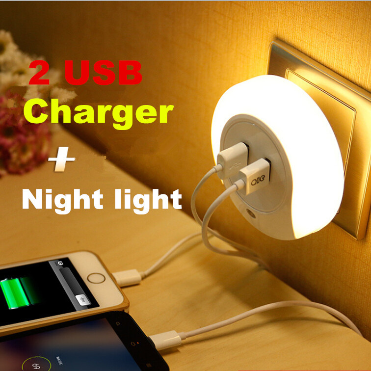 Mini Creative Motion Sensor Dual USB Charger LED Night Light