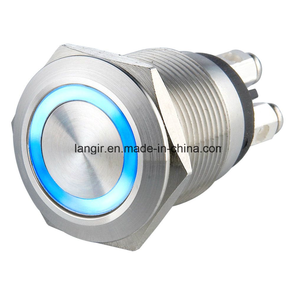19mm Micro Trip 12V Ring Illumination Waterproof Pushbutton Switch
