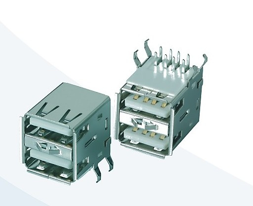 USB 2.0 a Female Dual 90 Degree DIP Type Connector