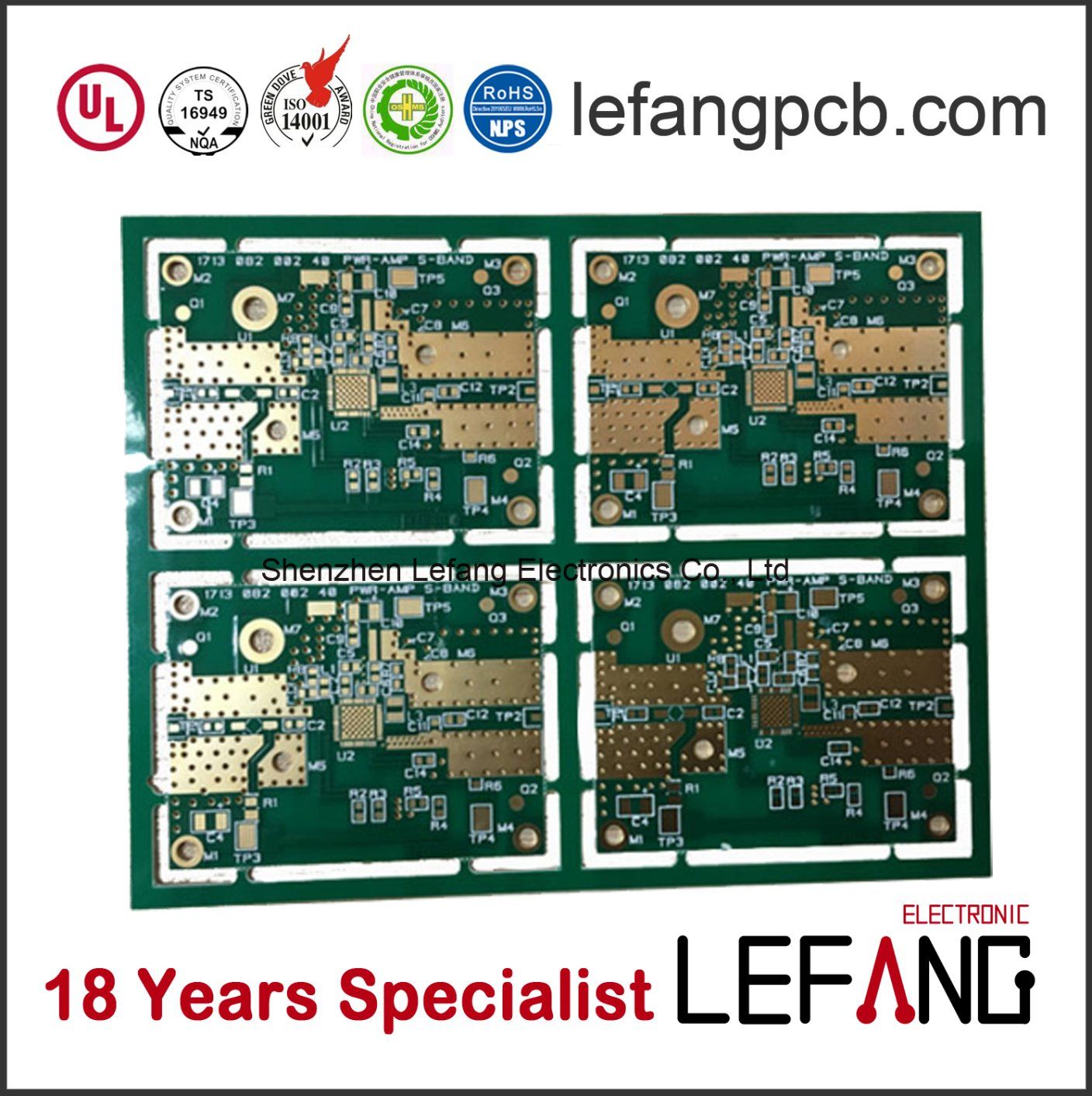 Four Layers Immersion Gold PCB Board for Automotive Components