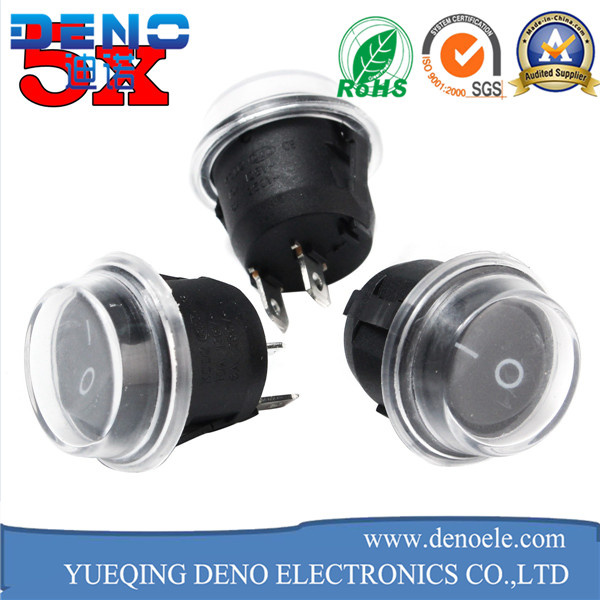 2 Pin Small Black Round Switch with Waterproof Cover