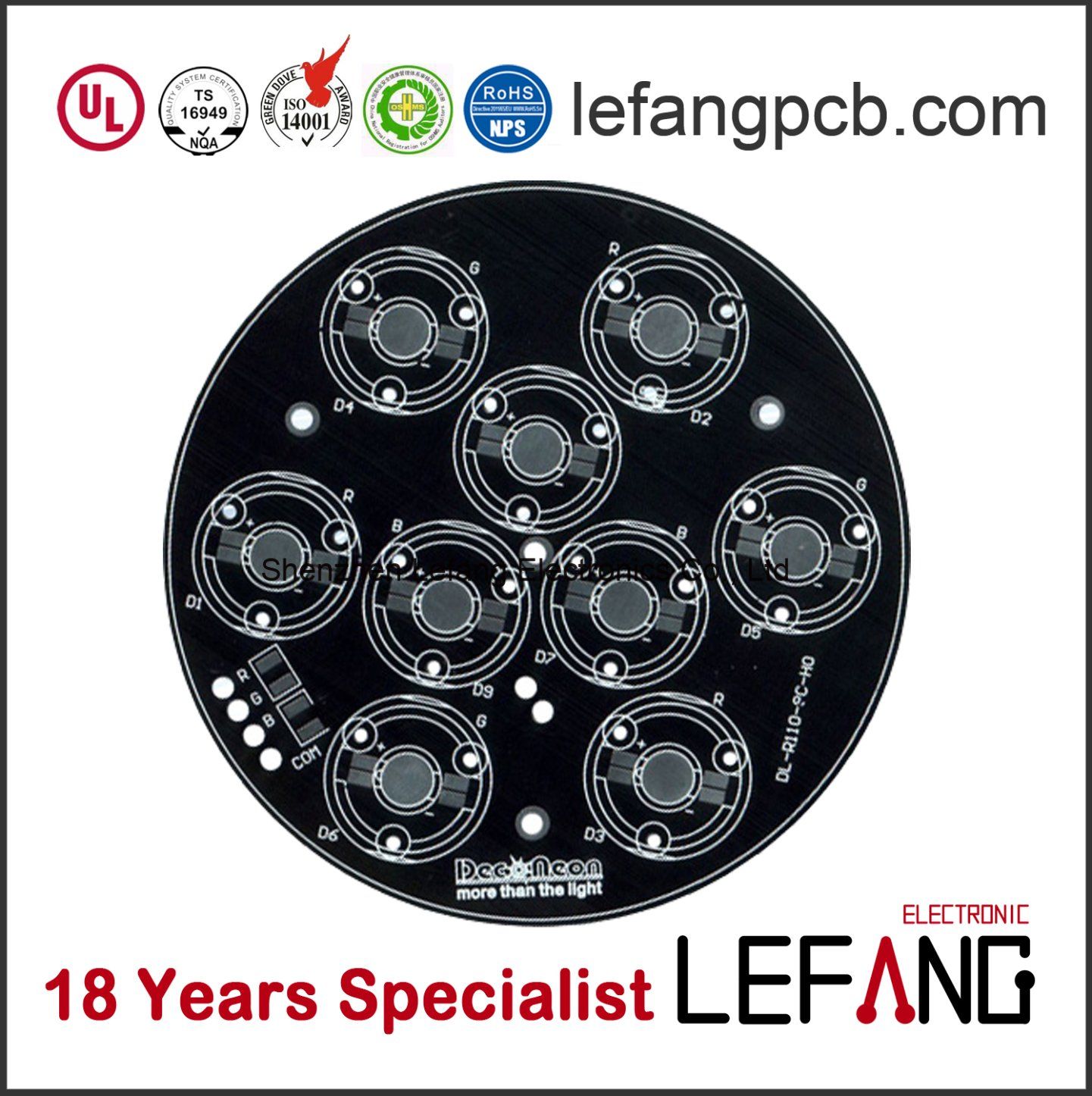 signal-Sided LED PCB Board with Black Solder Mask