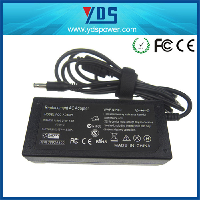Laptop AC DC Power Adapter for Samsung 16V 3.75A 5.0*3.0