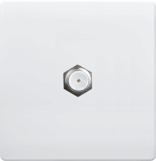 British Standard White Satellite TV Socket Flat