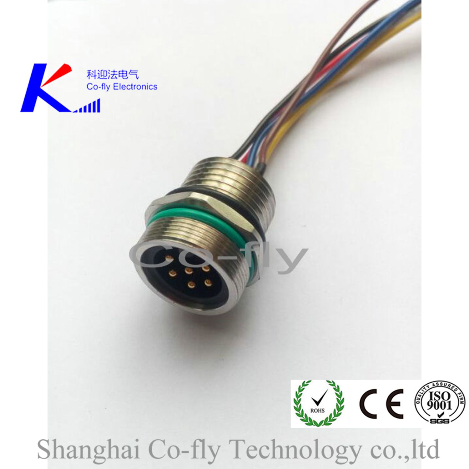 M23 Rear Mounting 6 Pins Flange Plug Panel Electronic Connector