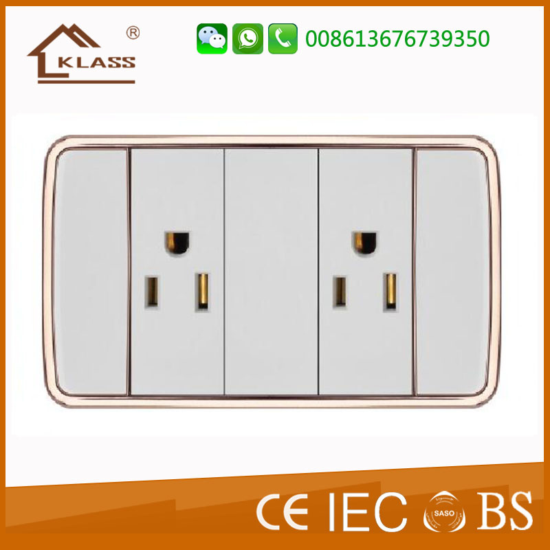 Fire Resistant PC Double 3pole Light Switch Socket