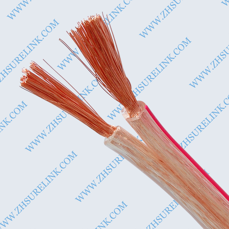 Red and Black Color Flexible Transparent Speaker Cable