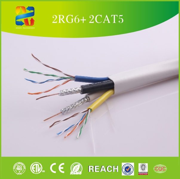 TWO RG6 Quad+Two UTP CAT5e Coaxial Cable
