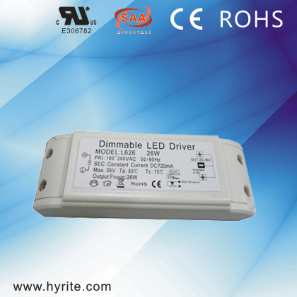 0-10V Dimmable 500mA 26W LED Lighting Driver