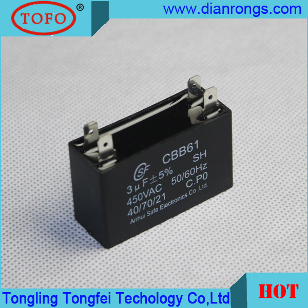 Made in China New Cbb61 Circulating Fan Capacitor3UF 450V