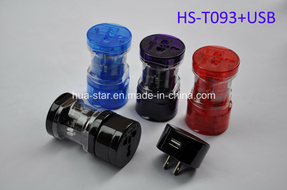 Universal Travel Adapter with USB Charger for Worldwide Use (HS-T093U)