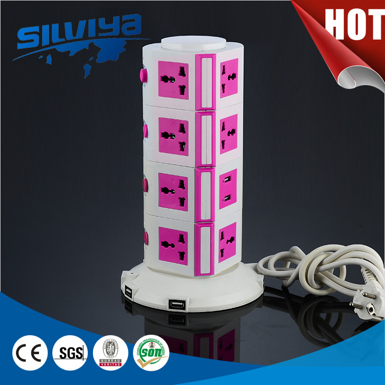 5 Layers Universtal Vertical Socket with 2100mA USB Ports