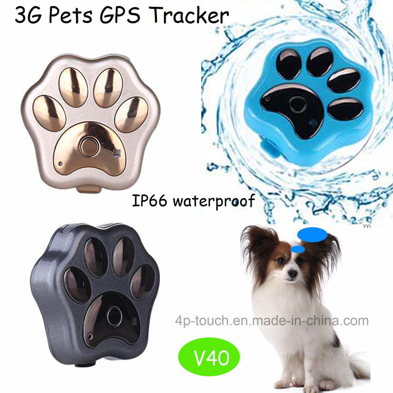 Waterproof IP66 3G Pet GPS Tracking Device (V40)