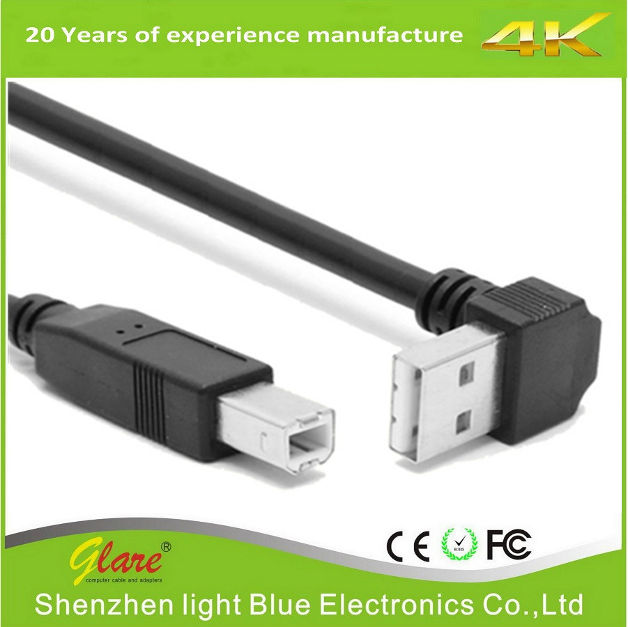 Black Color Right Angle Printer USB Cable