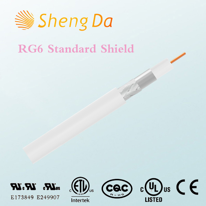 RG6 Standard Shield White Coaxial Cable for CATV