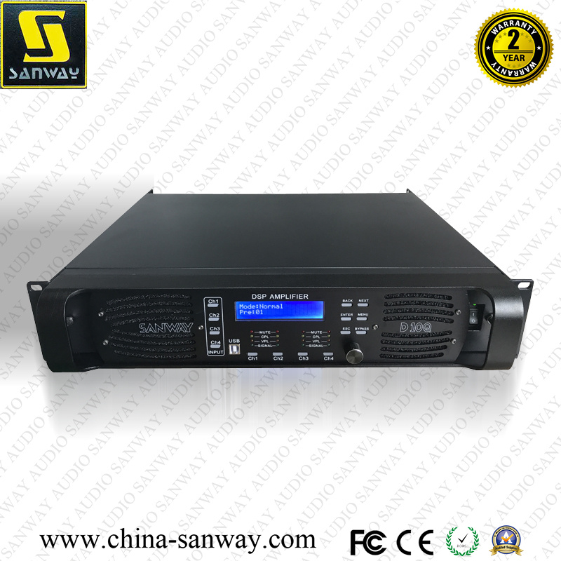 D10q 4 Channel Professional Digital High Power DSP Amplifier with Ethernet, 4in&4out Processor, Ethernet Interface Provide WiFi Connection