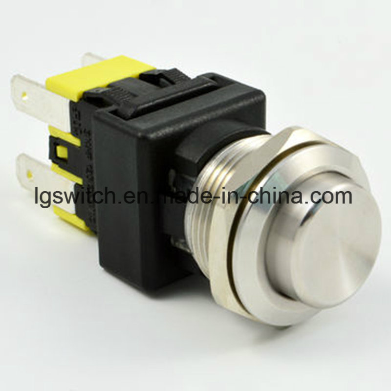 Power 4 Pin on off 16A Lock 19mm Metal Push Button Switch
