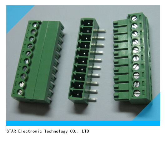 Factory Custom PA66 Pluggable Plastic Terminal Block Green