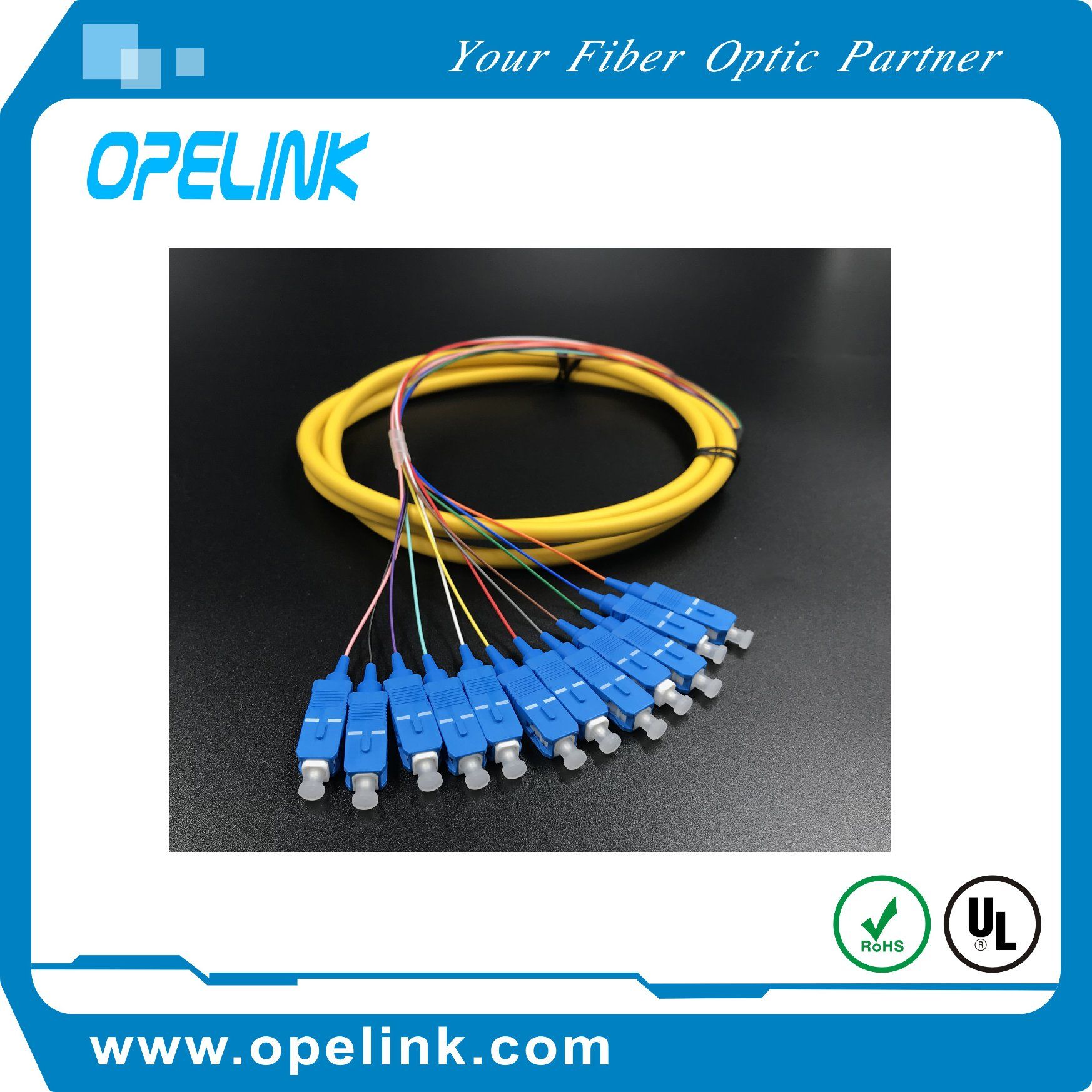 Gpon Telecommucation Fiber Optic Cable 12 Cores Boundle Sc/Upc Patch Cords