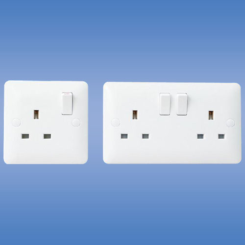 British Standard 1 (2) Gang Switched Socket, Single (double) Pole (UK standard)