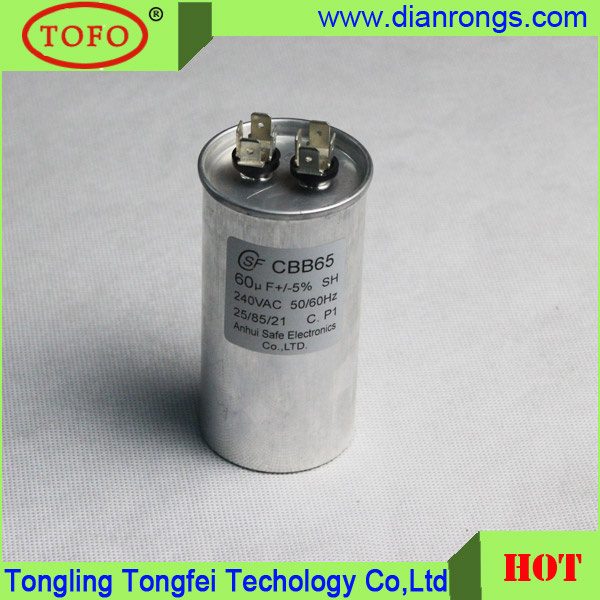 Cbb65 Capacitor Film Capacitor Round Type P2 370/440VAC
