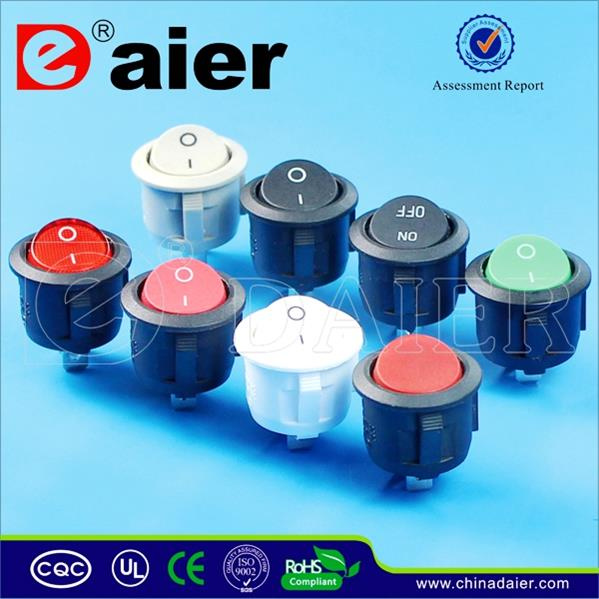 White/Black/Red Actuator Colored Round Kcd11 Rocker Switch