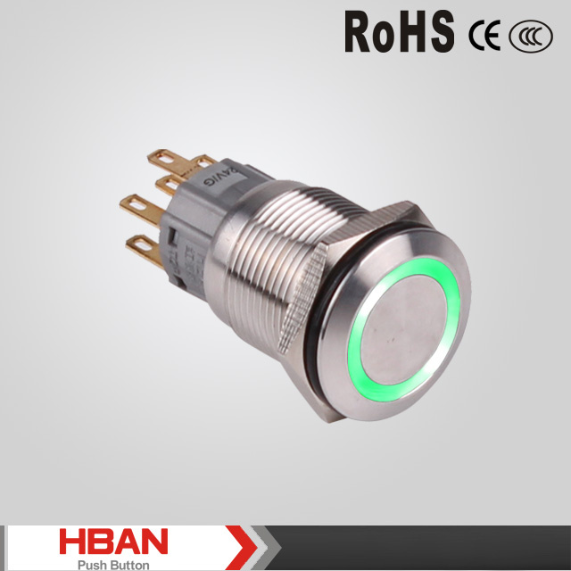 TUV UL RoHS 19mm Ring- Illuminated Double Color Lighting Metal Push Button Switch