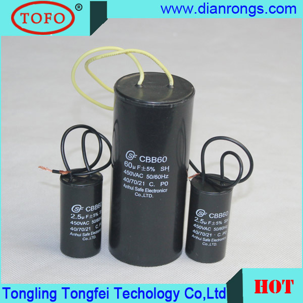 Cbb60 250VAC 100UF Motor Run Capacitor with Pins
