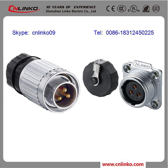 Waterproof IP67 3 Pin Waterproof Connector with Screw Locking Wire Design
