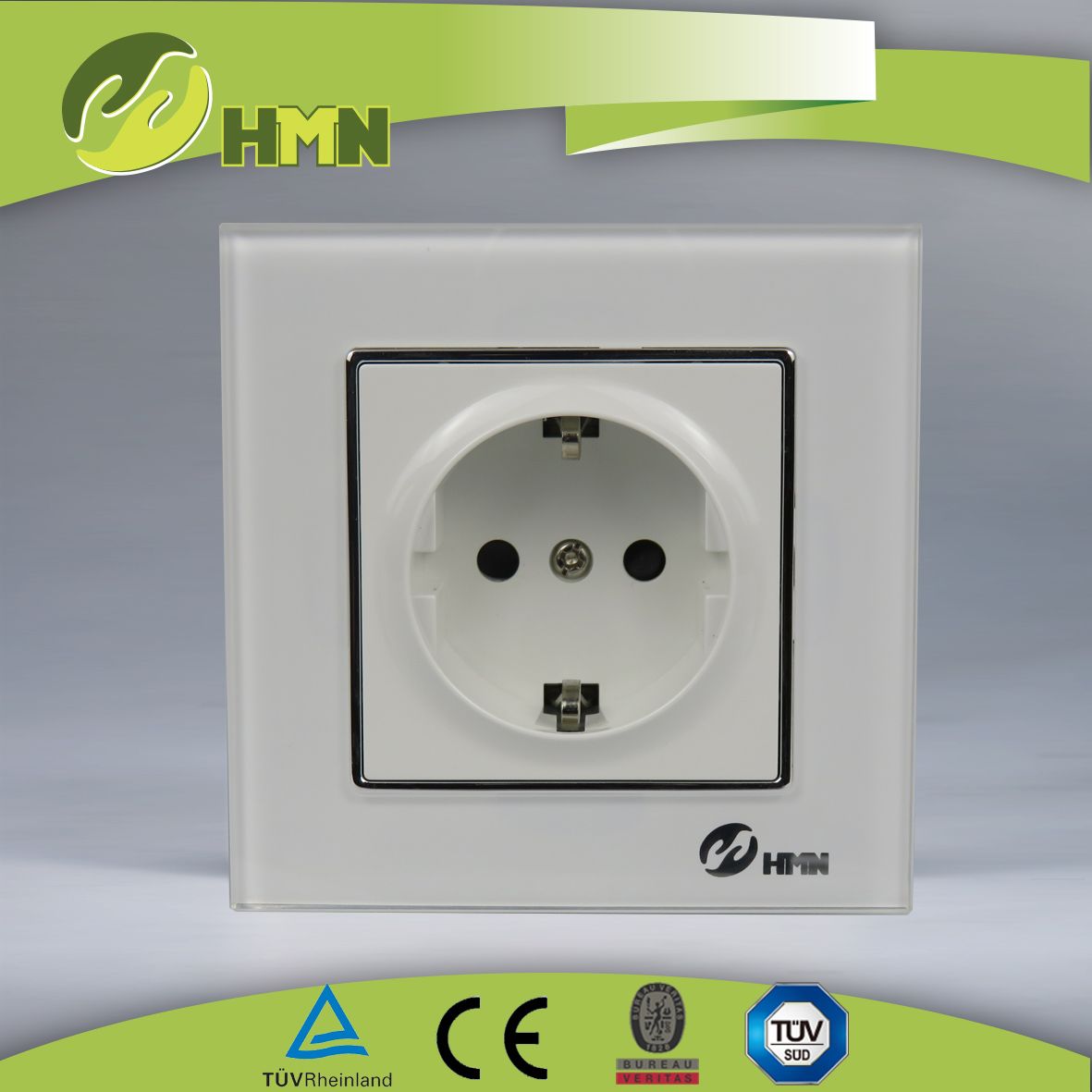TUV, CE certified EU standard white tempering glass schuko socket