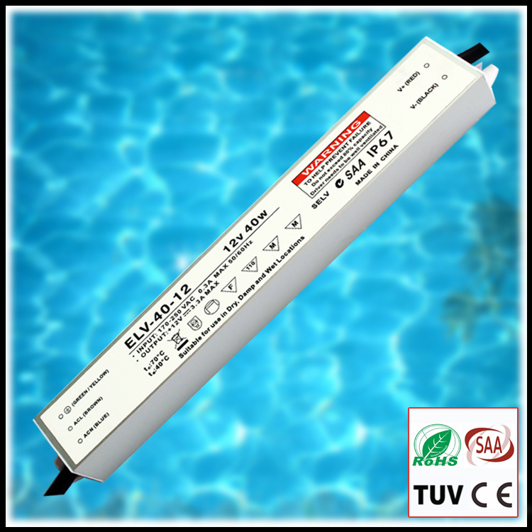 40W Constant Voltage Waterproof IP67 LED Driver with SAA