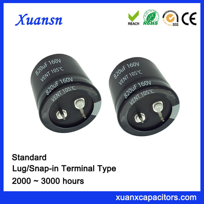 820UF 160V 3000hours Standard 105º C Snap in Capacitor
