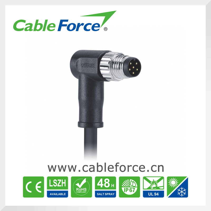 M8 6 Pin Male Molded Cable Connector for Sensor and Actuators Molded with Cable Plug