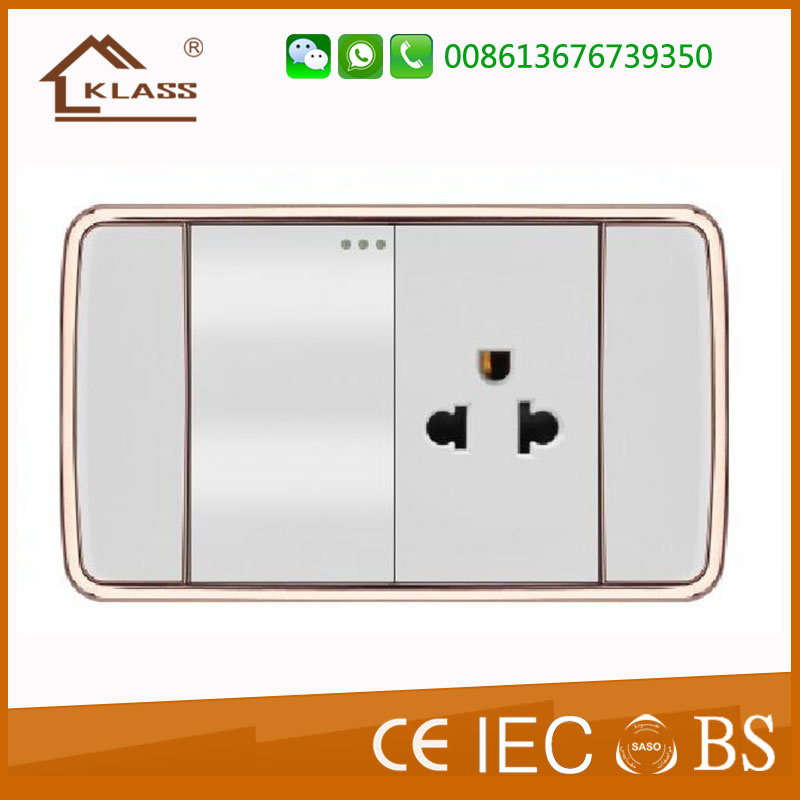 New Design 118 One Gang Switch and 3pin Thailand Wall Socket