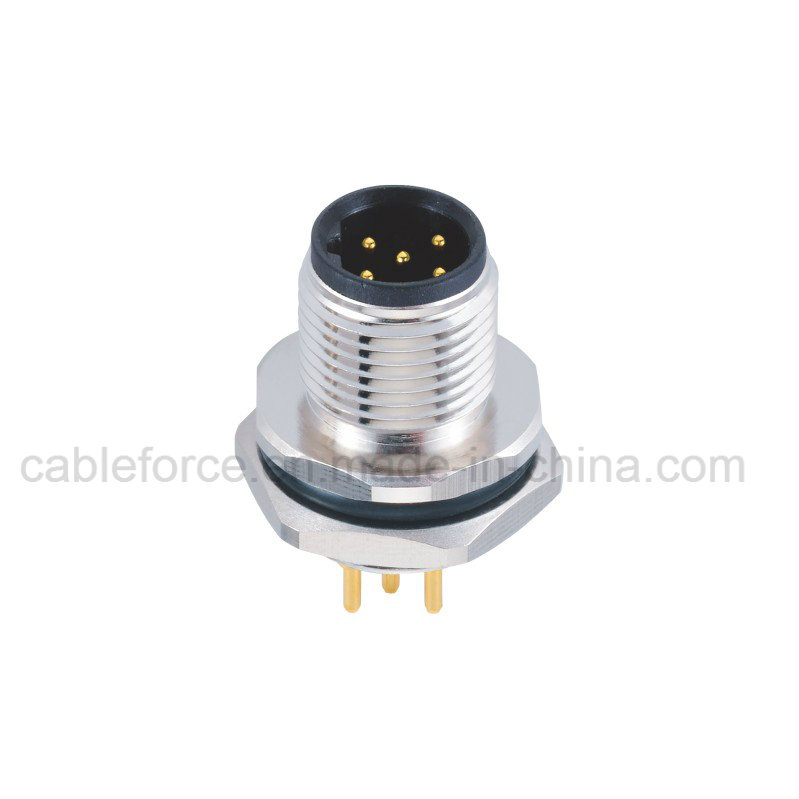 M12 5 Pin B-Code Male Sensor Connector IP67 Waterproof Connector with PCB Contacts