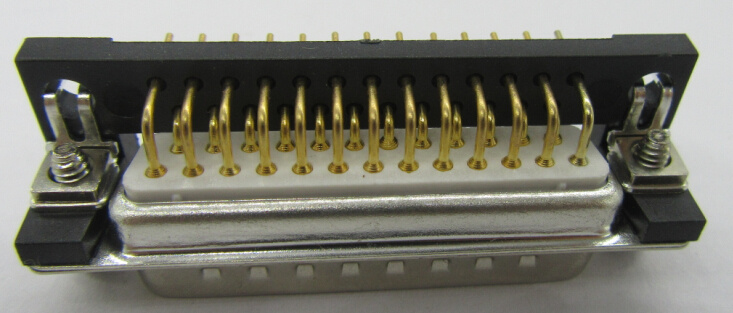 Machined D-SUB Female Connector, Right Angle, with Thread and Fork