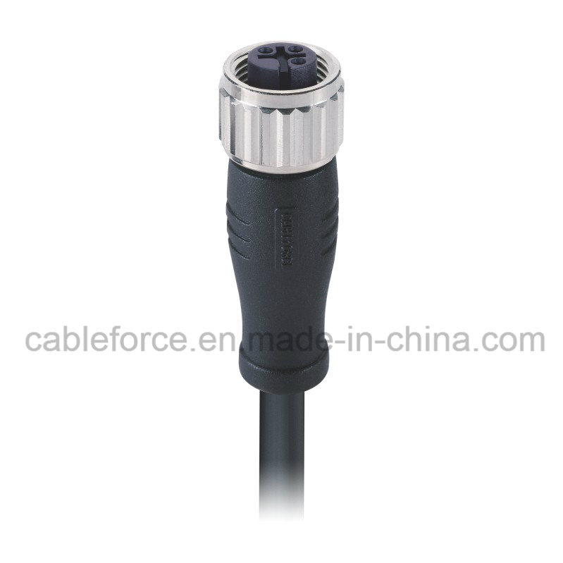 M12 3 Pins Female Straight Molded Cable Waterproof Connector