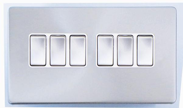 Screwless Range 6 Gang 2 Way Light Switch