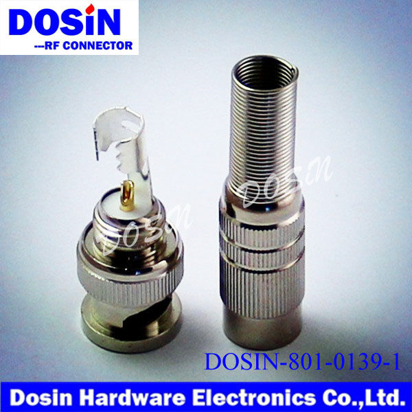 Straight BNC Cable Connector Male BNC with Spring for Cable 75-5, 75-3