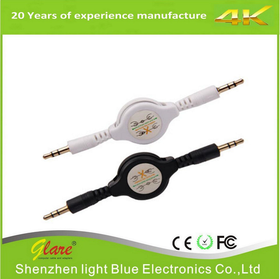 Gold Plated Retractable 3.5mm Stereo Audio Cable