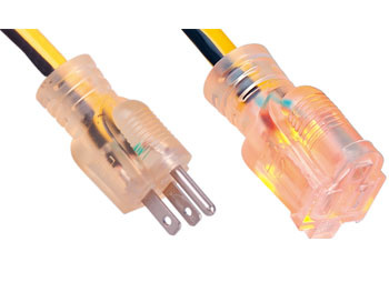3-Conductor Single-Outlet Extension Cords W/Light