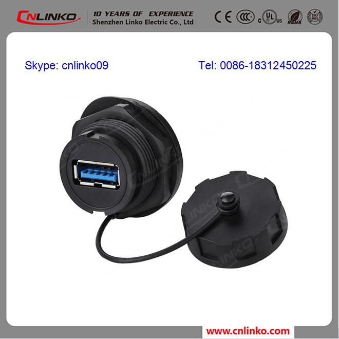 for Data Transfer IP67 Waterproof Female USB 3.0, Shell Connector with Dust Cap