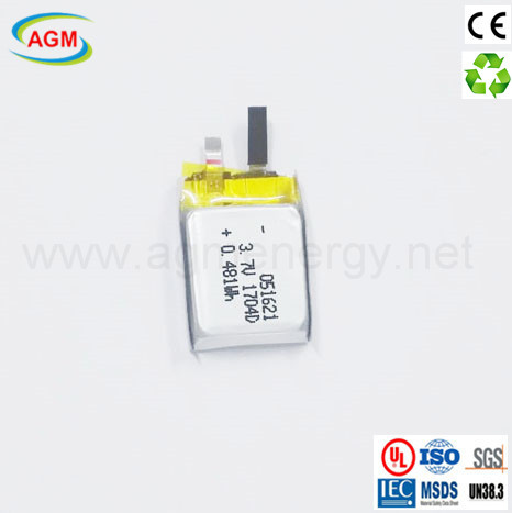 Pl051621 3.7V 1704D 0.481wh Lithium Polymar Battery