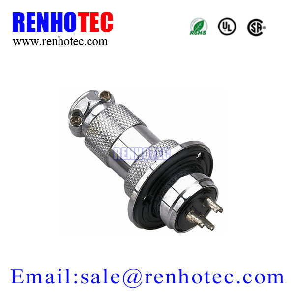 Gx20 Connector 3 Hole Flange Panel Mount 19mm Aviation Connector with Cap