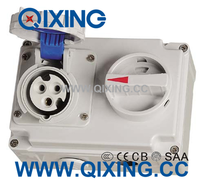 IP67 16A 3p Industrial Interlocked Socket with Swith