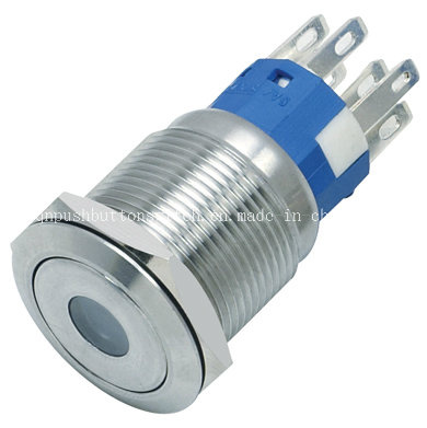 19mm Dpdt DOT LED Latching Metal Push Button Switch