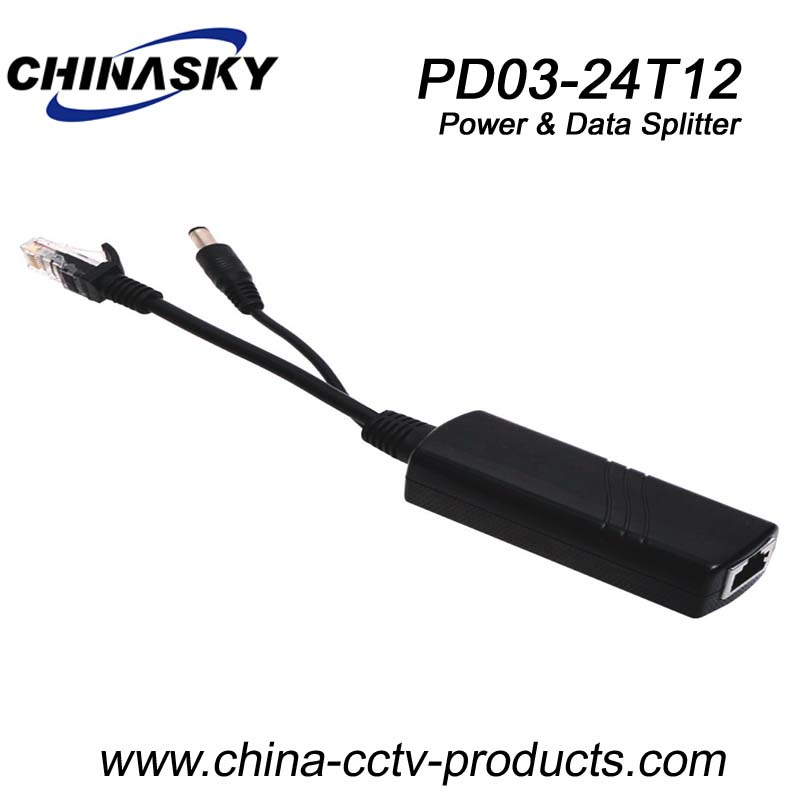 DC12V 10/100Mbps Power and Data Poe Splitter (PD03-24T12)