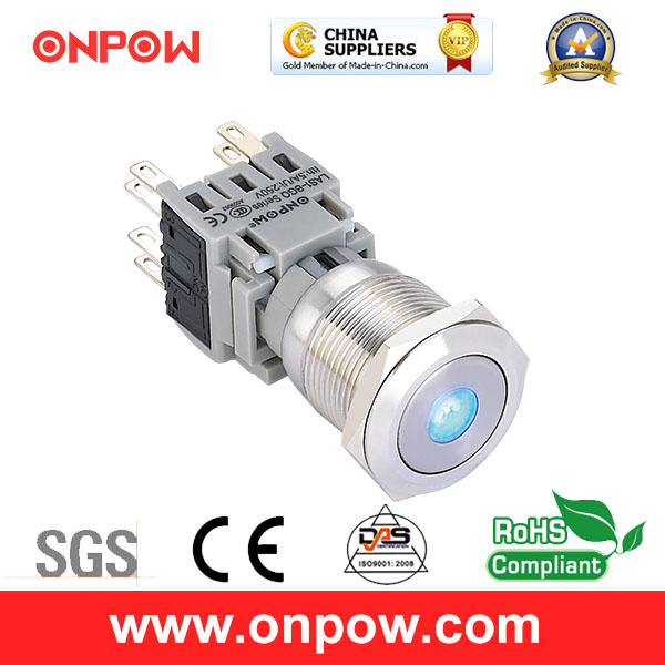 Onpow 19mm Push Button Switch (LAS1-BGQ-11D/R/12V/S, UL, CE, RoHS)